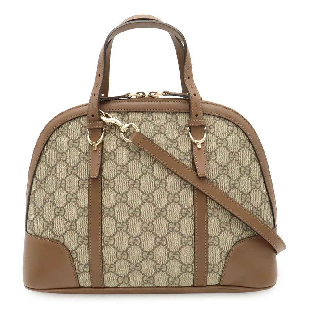 Gucci Nice GG Supreme Leather Mocha 2Way Crossbody Bag Beige Brown